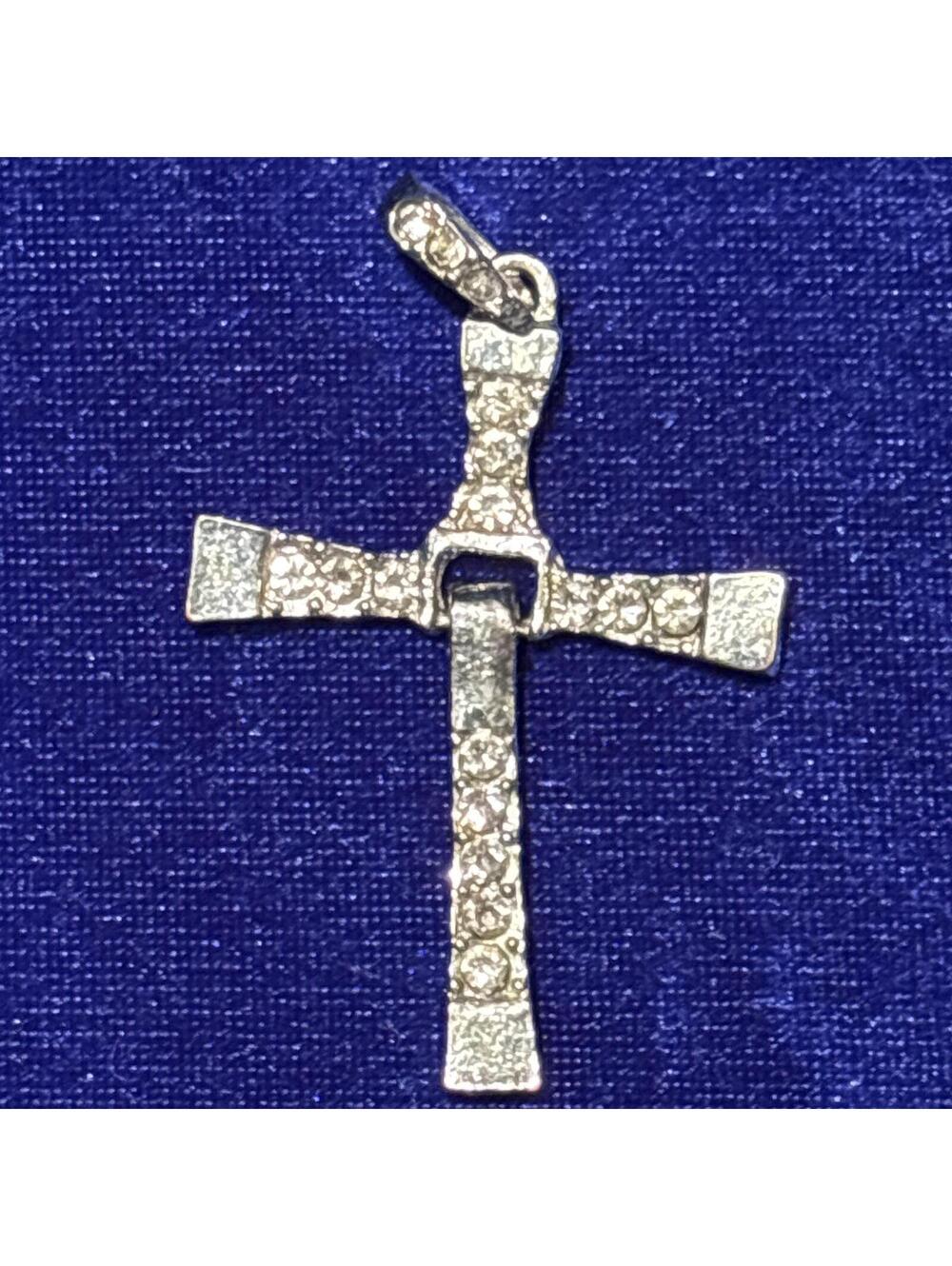Silver Tone Cross Pendant with Rhinestone Detailing